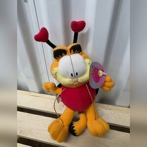 Garfield Plush Toy with Heart Antennae - Red and Orange
